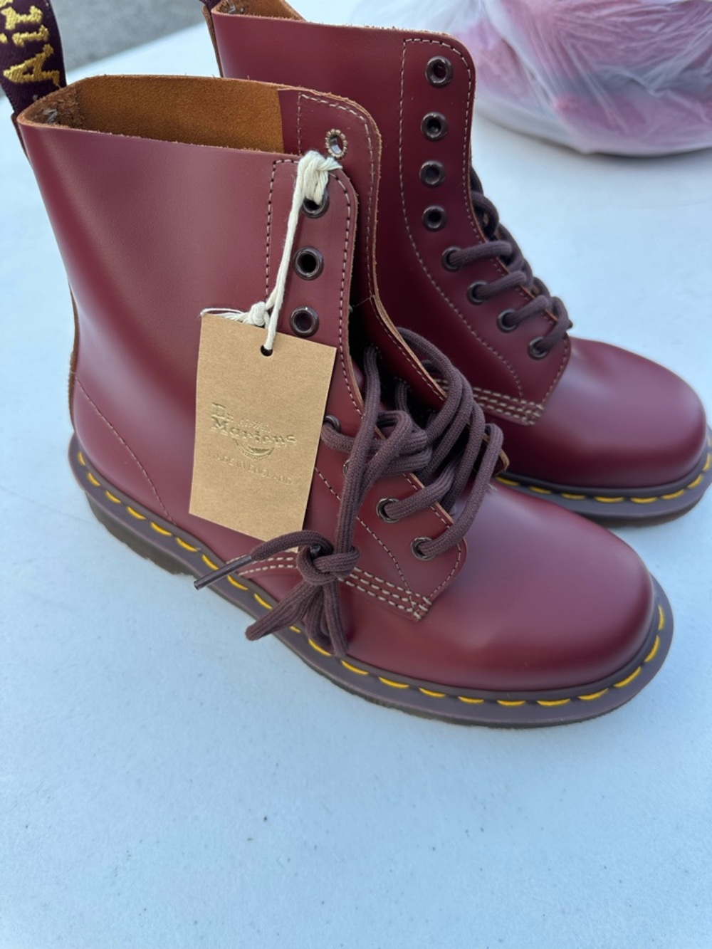 Dr. Martens Burgundy Leather Ankle Boots - Picture 3 of 12